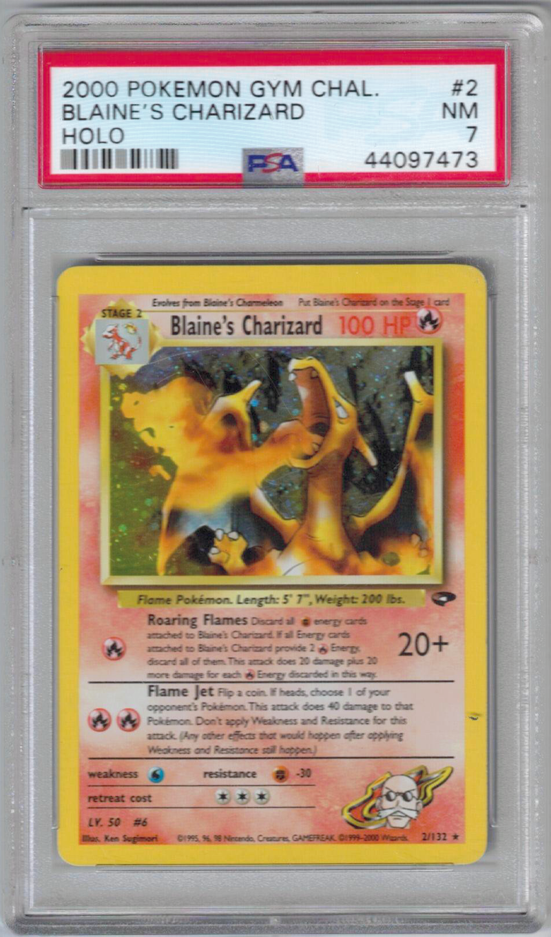 BLAINE'S CHARIZARD - 2/132 - HOLO RARE - PSA 7 - GYM CHALLENGE