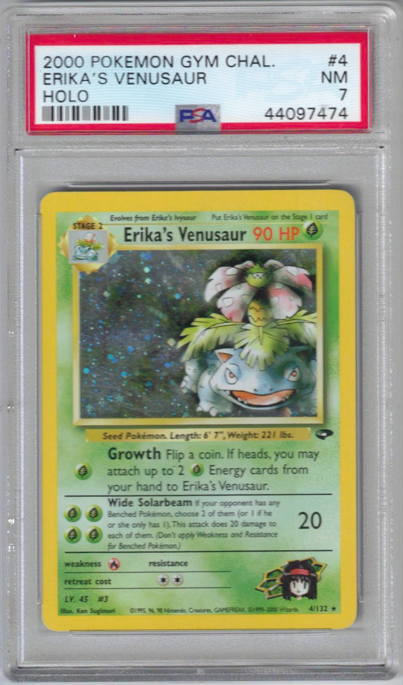 ERIKA'S VENUSAUR- 4/132 - HOLO RARE - PSA 7 - GYM CHALLENGE