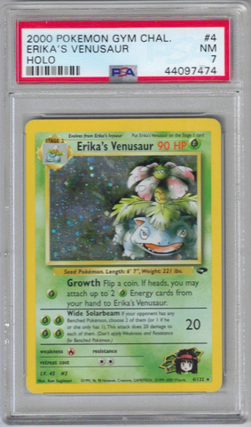 ERIKA'S VENUSAUR- 4/132 - HOLO RARE - PSA 7 - GYM CHALLENGE
